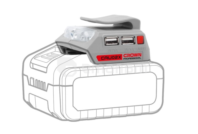 დამტენი მოწყობილობა Crown CAU02X-USB 20V