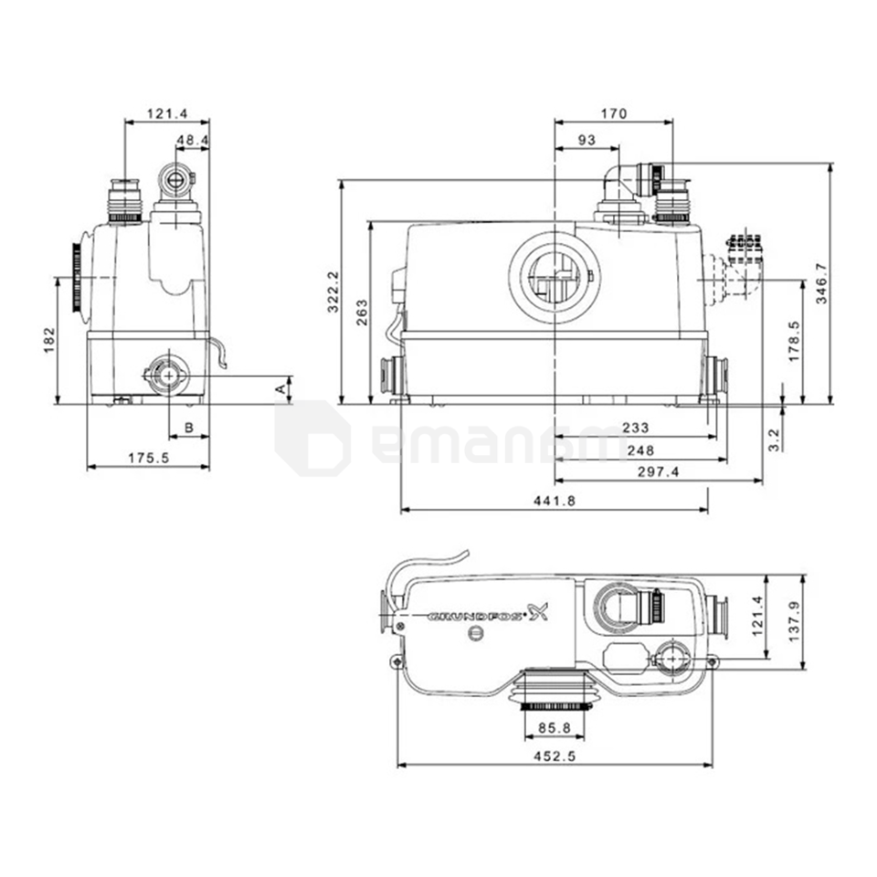 საკანალიზაციო ტუმბო ფეკალის GRUNDFOS Sololift2 WC-1