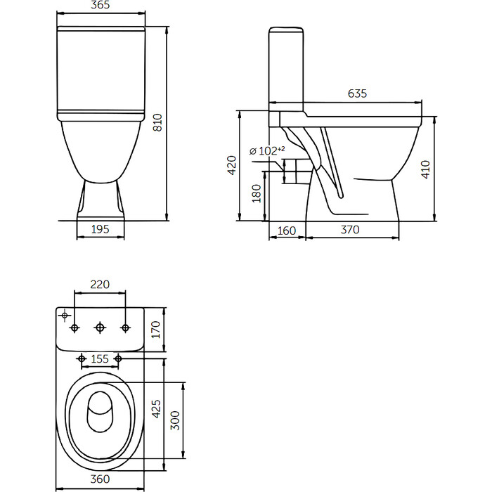 უნიტაზი კომპაქტი Rosa NERO LUX