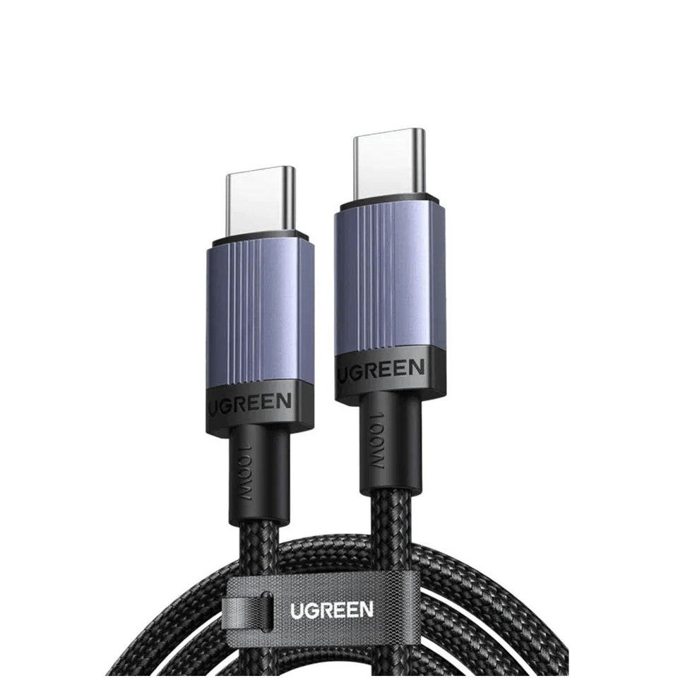 USB კაბელი UGREEN L528 (65832), 100W, Type-C to Type-C Cable, 1m, Grey/Black