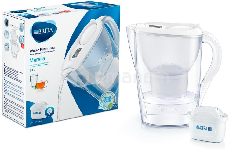 წყლის ფილტრი-დოქი Brita Marella ME4W MXplus CU EMEAO 2,4ლ თეთრი