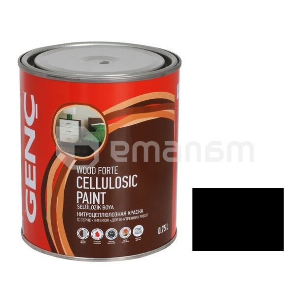 საღებავი ნიტრო Genc შავი გლუვი 9103 750 მლ