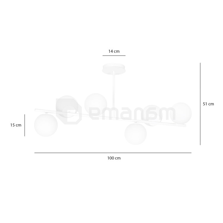 ჭაღი EMIBIG BIOR 6 E14 6x MAX 40W თეთრი