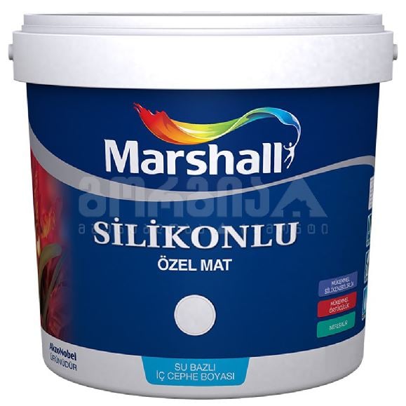 საღებავი ინტერიერის- silicone mat marshall 15ლტ თეთრი