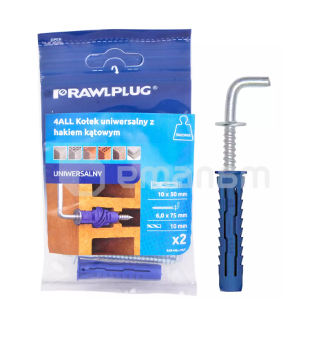 დიუბელი უნივერსალური RawlPlug 10 x 50 მმ  კავით 2 ც R-S3-4ALL-10K/2
