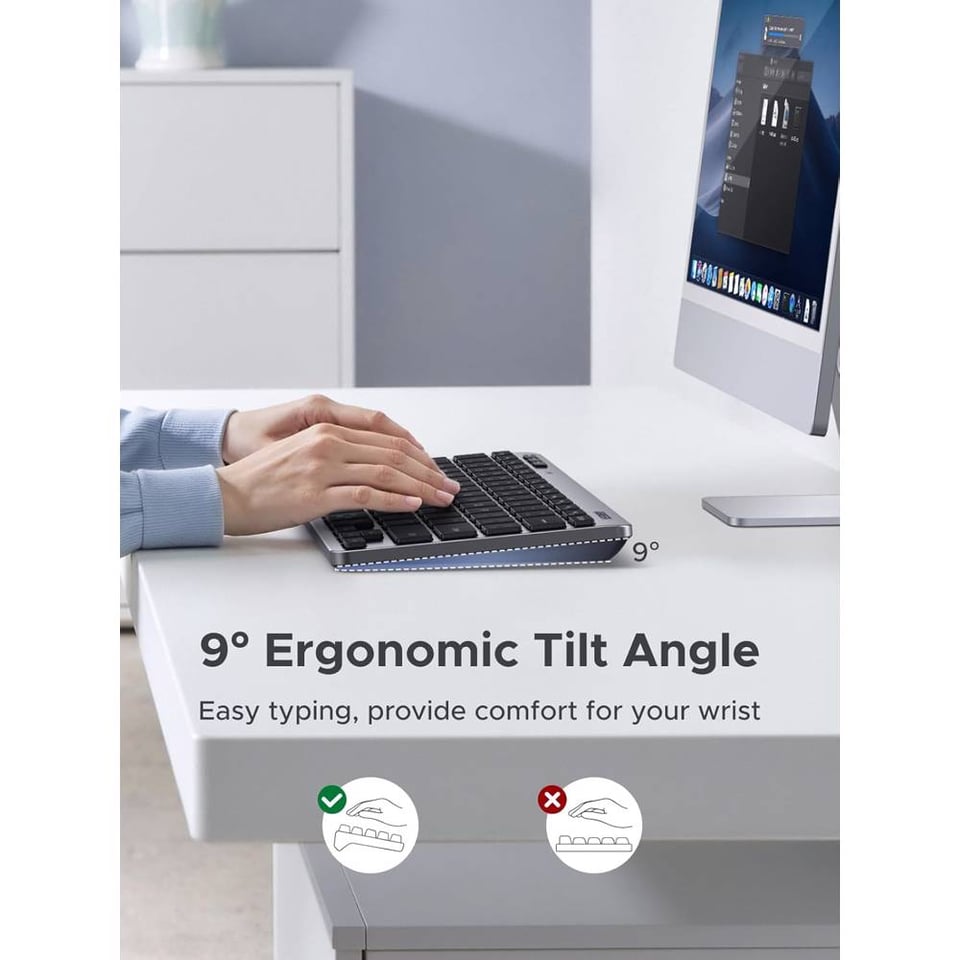 კლავიატურა UGREEN K551 (75049) Multi-mode, Wireless, Bluetooth, USB, Keyboard, Silver/Black