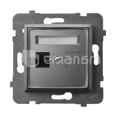 როზეტი კომპიუტერის Ospel Aria GPK-1U/K/m/70 RJ45 Cat 5e 1 განყოფილებიანი ნაცრისფერი მქრქალი