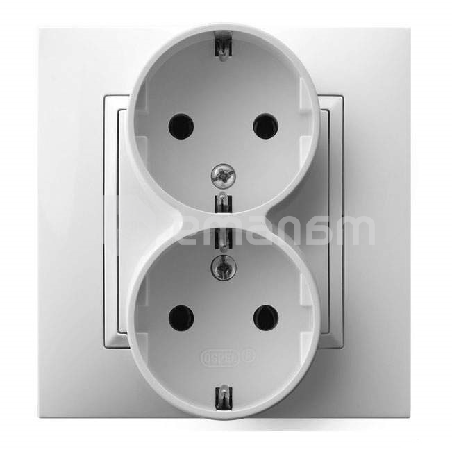 როზეტი OSPEL 2 82x88x48 დამიწებით თეთრი