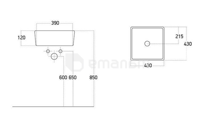 ხელსაბანი დასადები Lucco Decente 40 სმ თეთრი