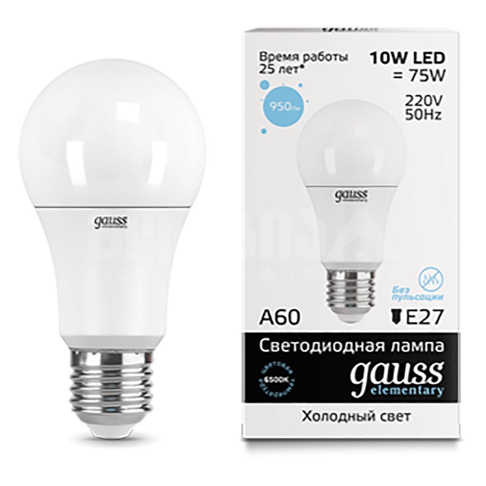ლედ ნათურა A60 10W E27 6500K gauss el - 23230