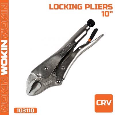 ბრტყელტუჩა ჩამკეტით Wokin 103110, 50MM, 10\", Locking Pliers (INDUSTRIAL), Silver
