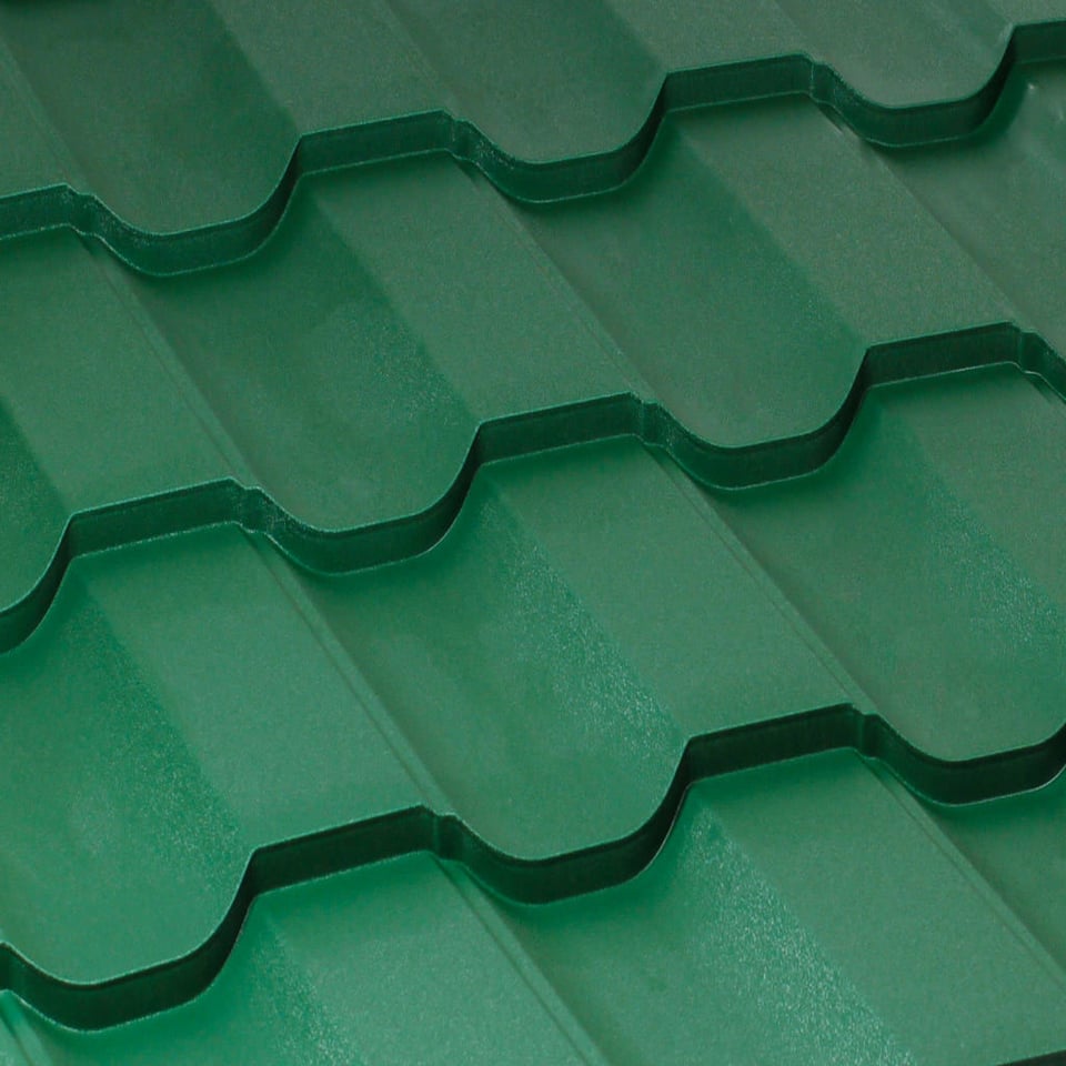 მეტალოკრამიტი ფერადი თუნუქის სახურავი მოდერნი 0.40X1200  ხაოიანი  RAL 6005 NOVA