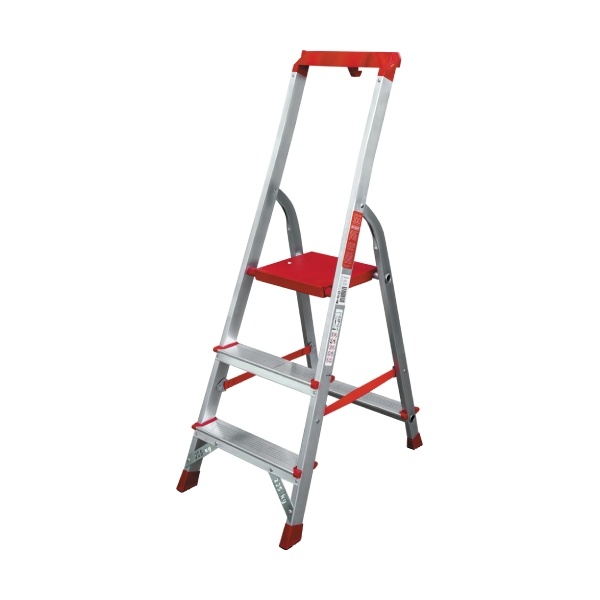 ალუმინის კიბე გაძლიერებული ორგანაიზერით 3 საფეხურით