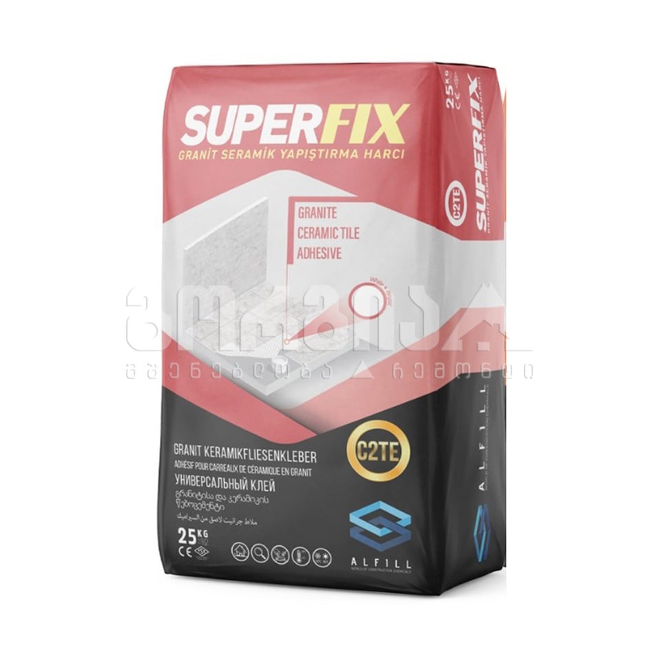 წებო-ცემენტი ALFILL SUPERFIX თეთრი 25 კგ