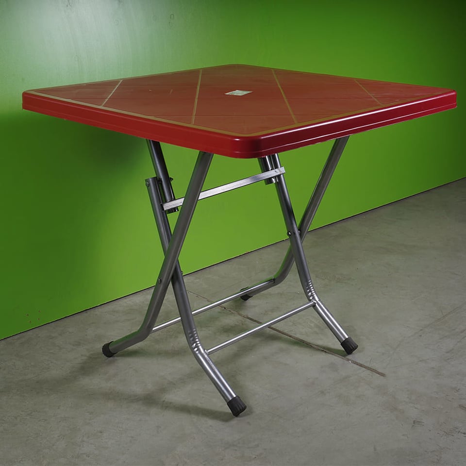 ბაღის მაგიდა წითელი 80X80 Metal Leg