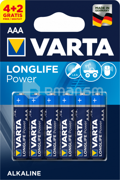 ელემენტი Varta Longlife Power Alkaline AAA 4+2 ც