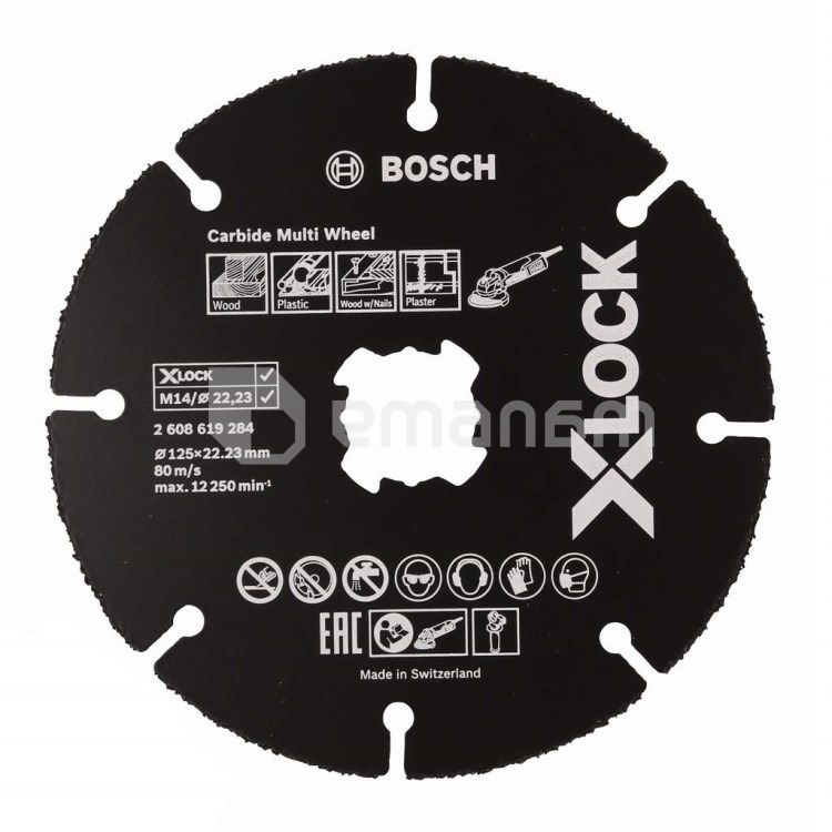 საჭრელი დისკი ხისთვის Bosch X-LOCK Carbide Multi Wheel 125x1x22.23 მმ (2608619284)
