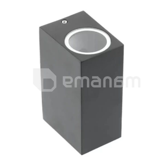 ფასადის სანათი GTV TIAGO GU10 MAX 2 35W IP54 AC220-240V შავი ოთხკუთხედი