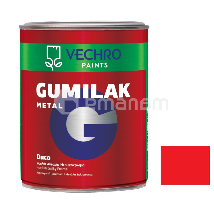 საღებავი ზეთის ლითონისთვის Vechro Gumilak metal No 651 წითელი პრიალა 750 მლ