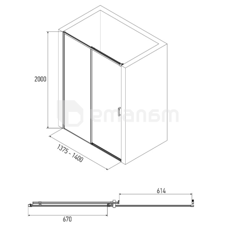 საშხაპე კარი  Alex Baitler AB61C140 140×200 cm