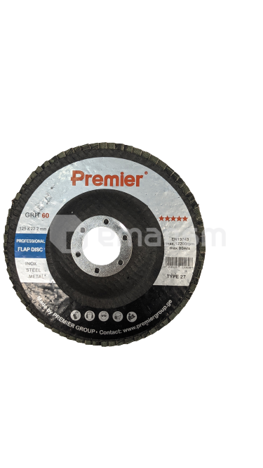 ლითონის სახეხი დისკო 125 x 22 მმ. #60 Premier
