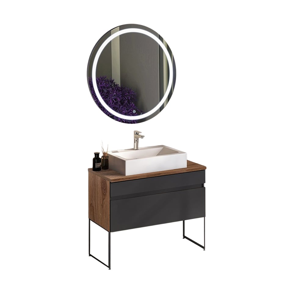 აბაზანის ავეჯი 85 სმ კომპლექტი ANTHRACITE/ ხისფერში line