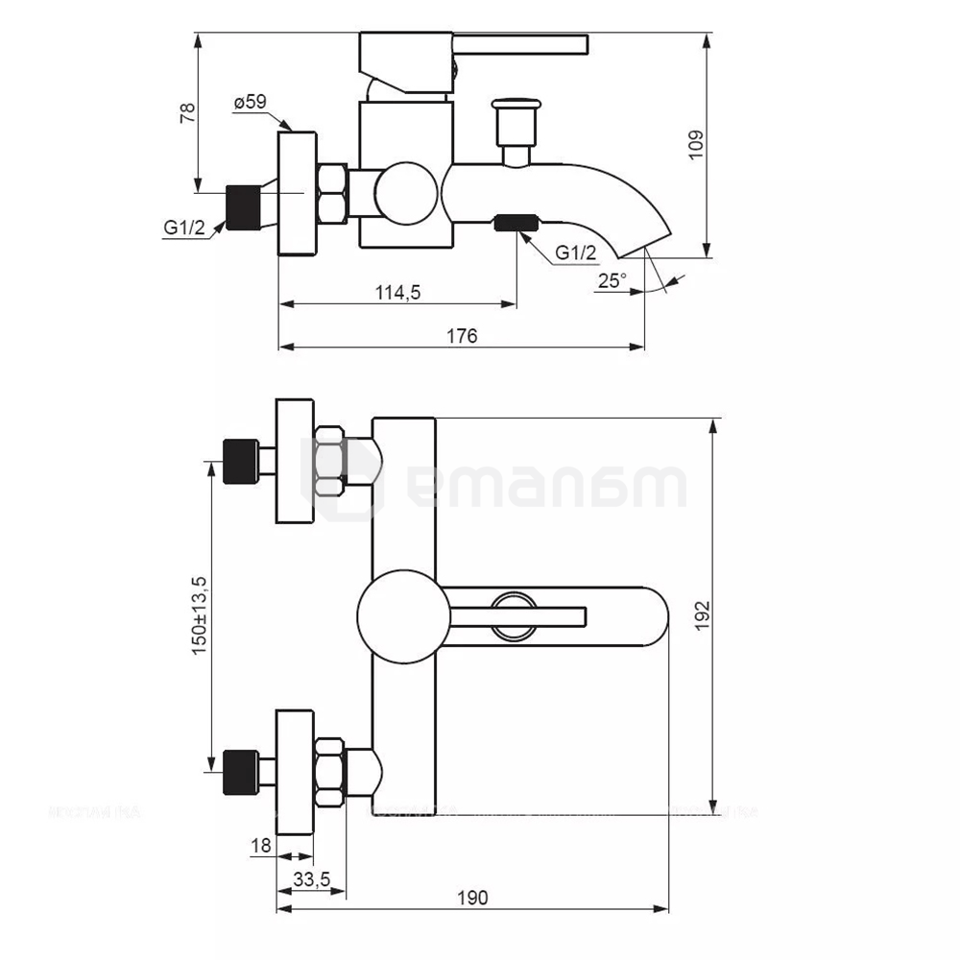 აბაზანის შემრევი Damixa 361000000 Scandinavian Pure Chrome