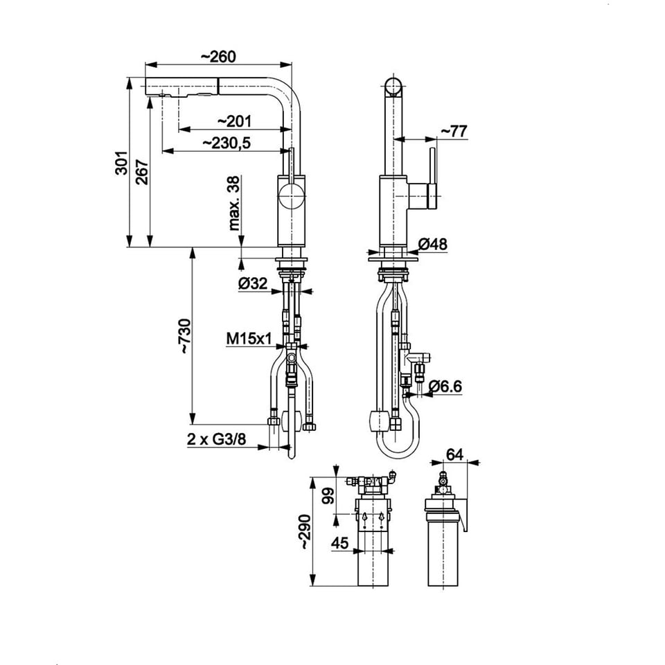 სამზარეულოს ონკანი KFA Duero Basic Inox / HYDRO