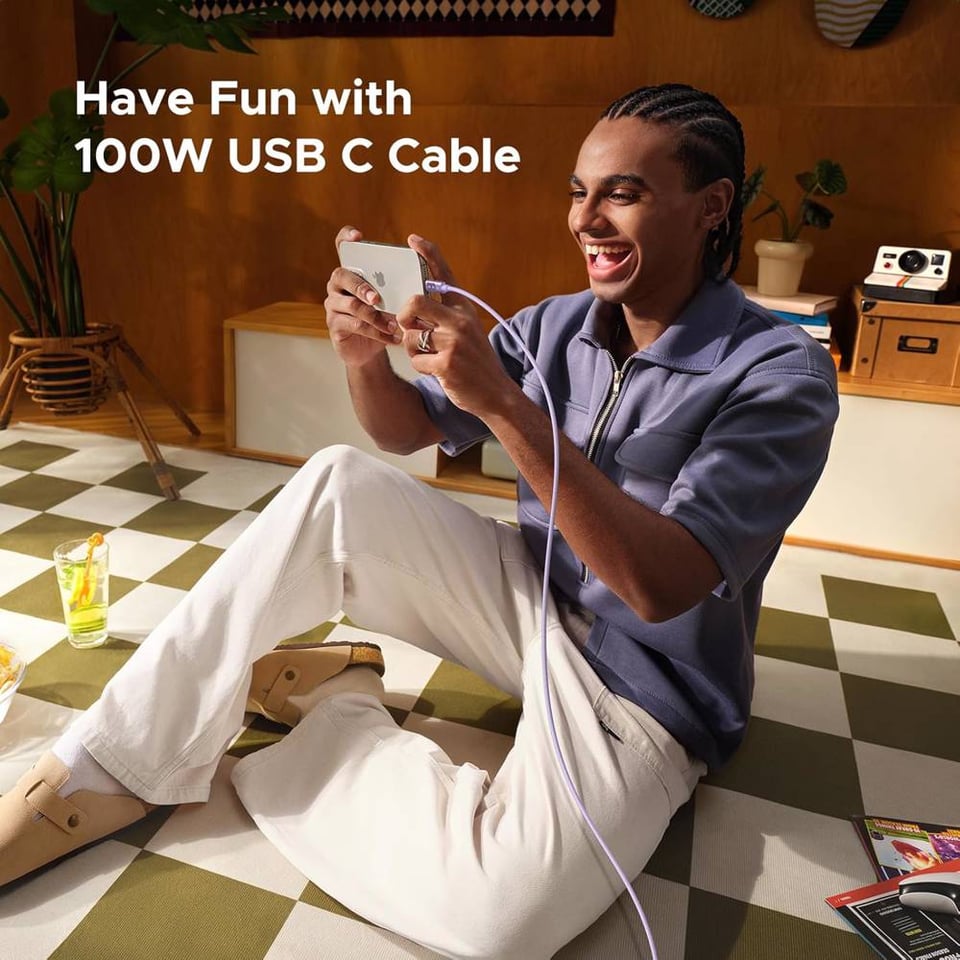 USB კაბელი UGREEN Uno L509 (65216), 100W, Type-C to Type-C Fast Charging Cable, 2M, Purple