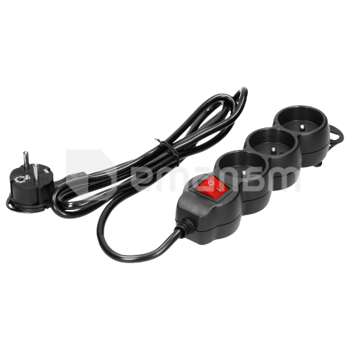 დამაგრძელებელი ORNO 3х3მ 3x1.0მმ Schuko ამომრთველი შავი