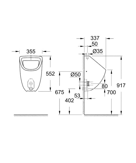 პისუარი Grohe Bau Ceramic პრიალა თეთრი