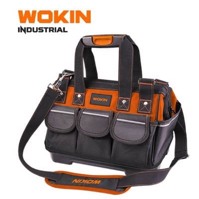ხელსაწყოების ნაჭრის ჩანთა Wokin 906214, 14\", Tool Bag (INDUSTRIAL), Black/Orange