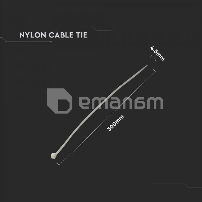 სადენის შესაკრავი V-TAC 4.5 300მმ 100ც  თეთრი 11173