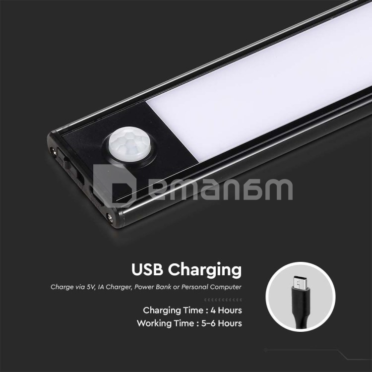 ლედ კაბინეტის განათება LED V-TAC 1.5W 4000K  შავი ფერი  IP20 2959