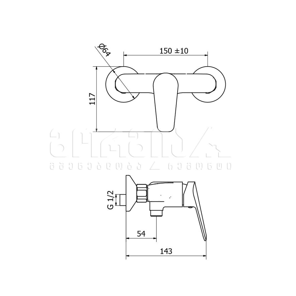 საშხაპის შემრევი ARTIC 2N100-11-001