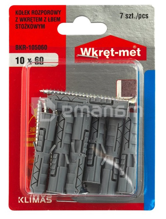 დიუბელი სჭვალით Wkret-met BKR-105060 10x60 მმ 7 ც