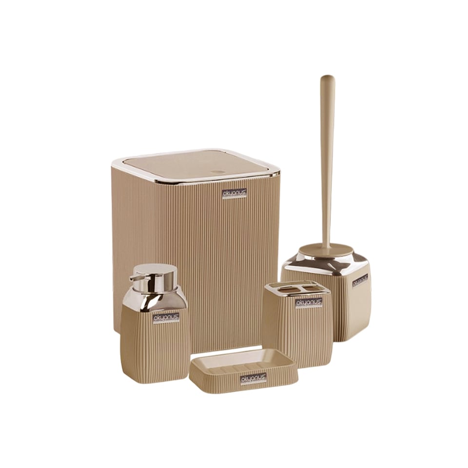 აბაზანის აქსესუარების ნაკრები 5 ნაწ. OKY-501-1-K (ყავისფერი)