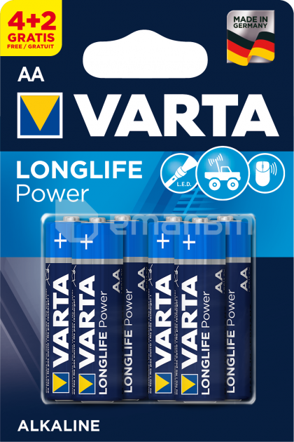 ელემენტი Varta Longlife Power Alkaline AA 4+2 ც