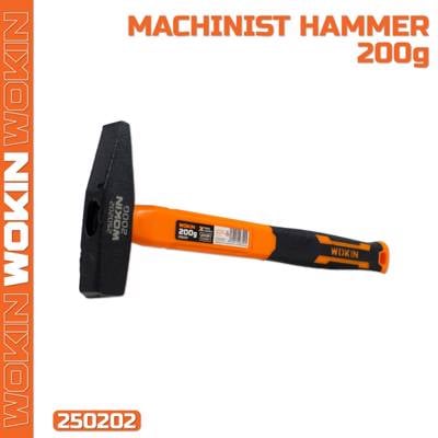 მეტალის ჩაქუჩი რეზინის სახელურით Wokin 250202, 200G, Machinist Hammer, Black/Orange