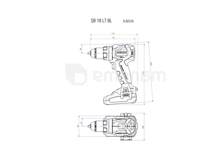 აკუმულატორის დარტყმითი დრელი Metabo SB 18 LT BL 18V (602316550)