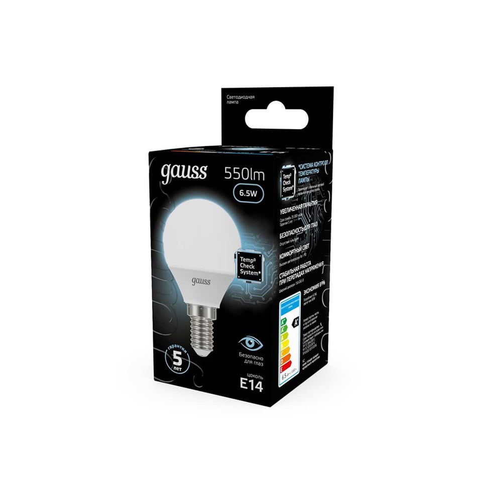 ლედ ნათურა Globe E14 6.5W 4100K gauss - 105101207