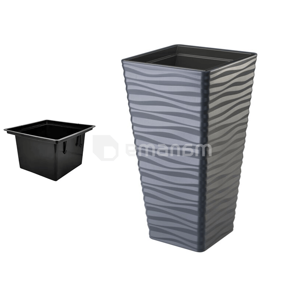 ქოთანი ყვავილის FORM-PLASTIC sahara dunes slim kwadrat 40 anthracite