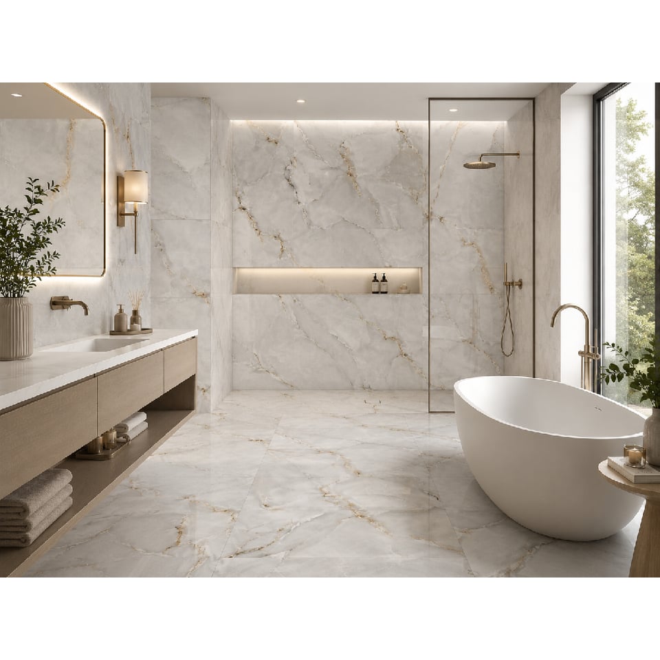 კერამოგრანიტი Ceroq RIVENTO BIANCO POLISHED ENDLESS 60x120 სმ თეთრი