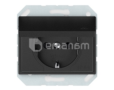 როზეტი დამიწებით, თავსახურით, ჩარჩოს გარეშე Vilma RP16-003-02 an IP44 1 განყოფილებიანი ანტრაციტი