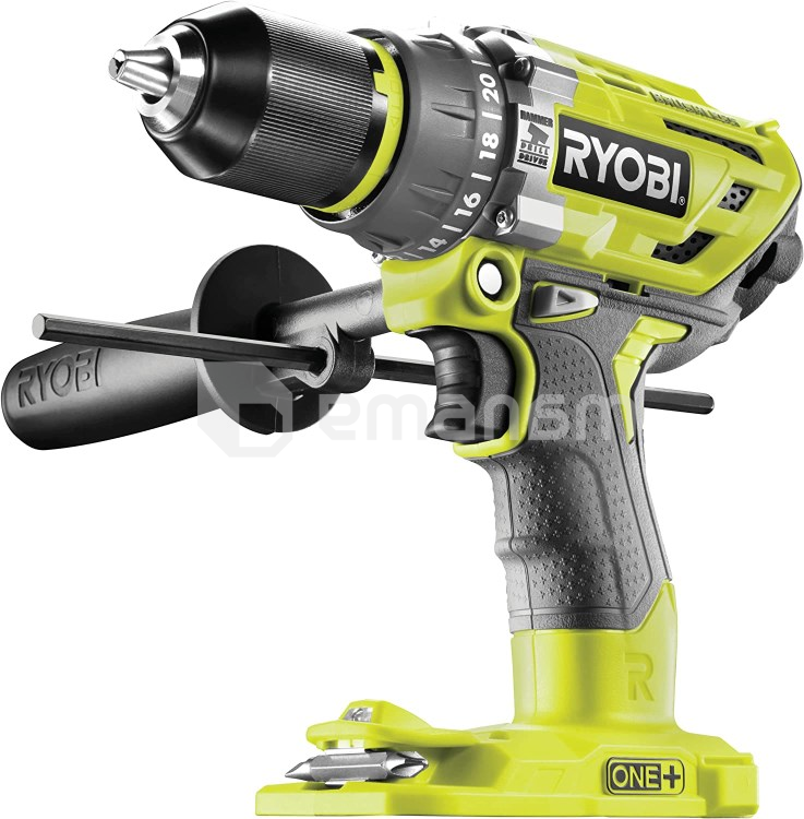 დრელი-სჭვალსახრახნი დარტყმითი აკუმულატორის უნახშირო Ryobi ONE+ R18PD7-0 18V