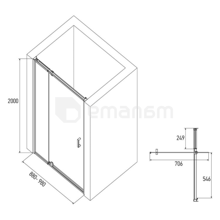 საშხაპე კარი  Alex Baitler AB71C90 90×200 cm