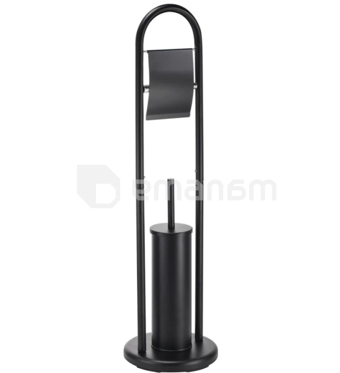 სვეტი უნიტაზის ჯაგირისით და ქაღალდის საკიდით BLACK MATT ABBY