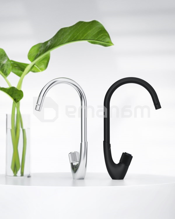 სამზარეულოს ონკანი Rubineta Swan-33 BK Black ჯოისტიკით