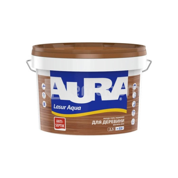 აკრილის ლაქი ხისთვის Eskaro Aura Lasur Aqua კაკალი  2,5 ლ