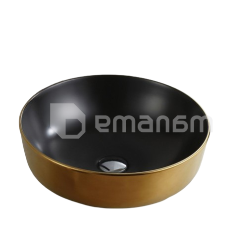 ხელსაბანი დასადგამი Osis Art basin 8434GYH black/gold 42x14 სმ